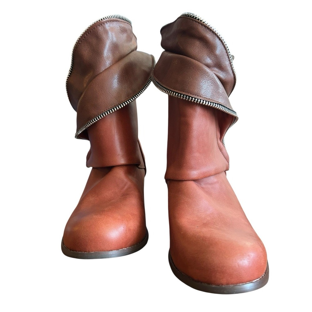 Unique Heeled Slip-on Faux Leather Booties Womens Size 8.5M (US) 39 (EU) Brown - Picture 8 of 12